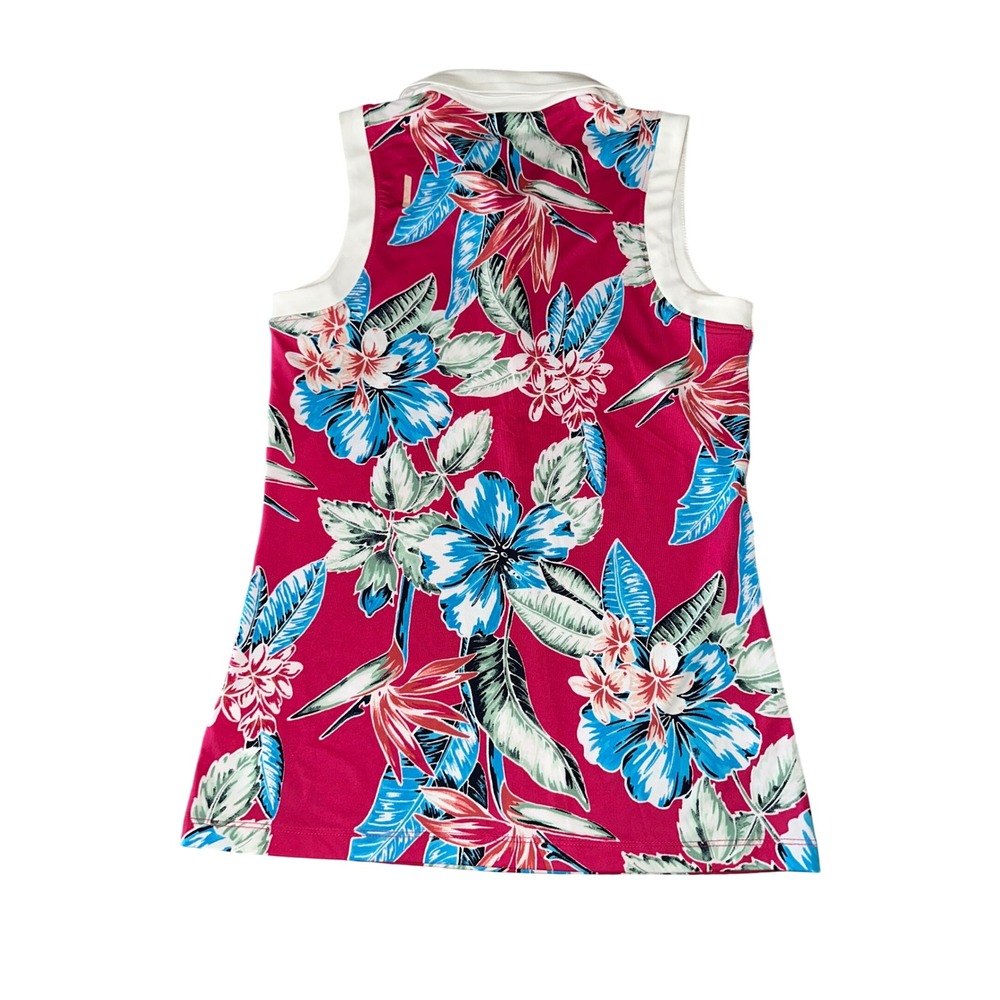 Tommy Bahama Golf Sleeveless Polo Shirt XS Pink Floral UPF 50 Moisture Wicking